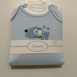 First Moments Baby Blue Gowns with Dog Design